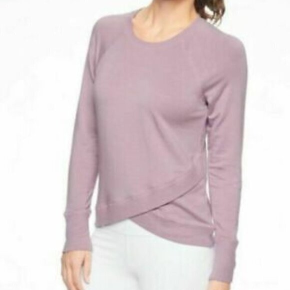 Athleta Soft Luxe Criss Cross Wrap Yoga Peach Orange Sweatshirt Large L - Picture 1 of 9